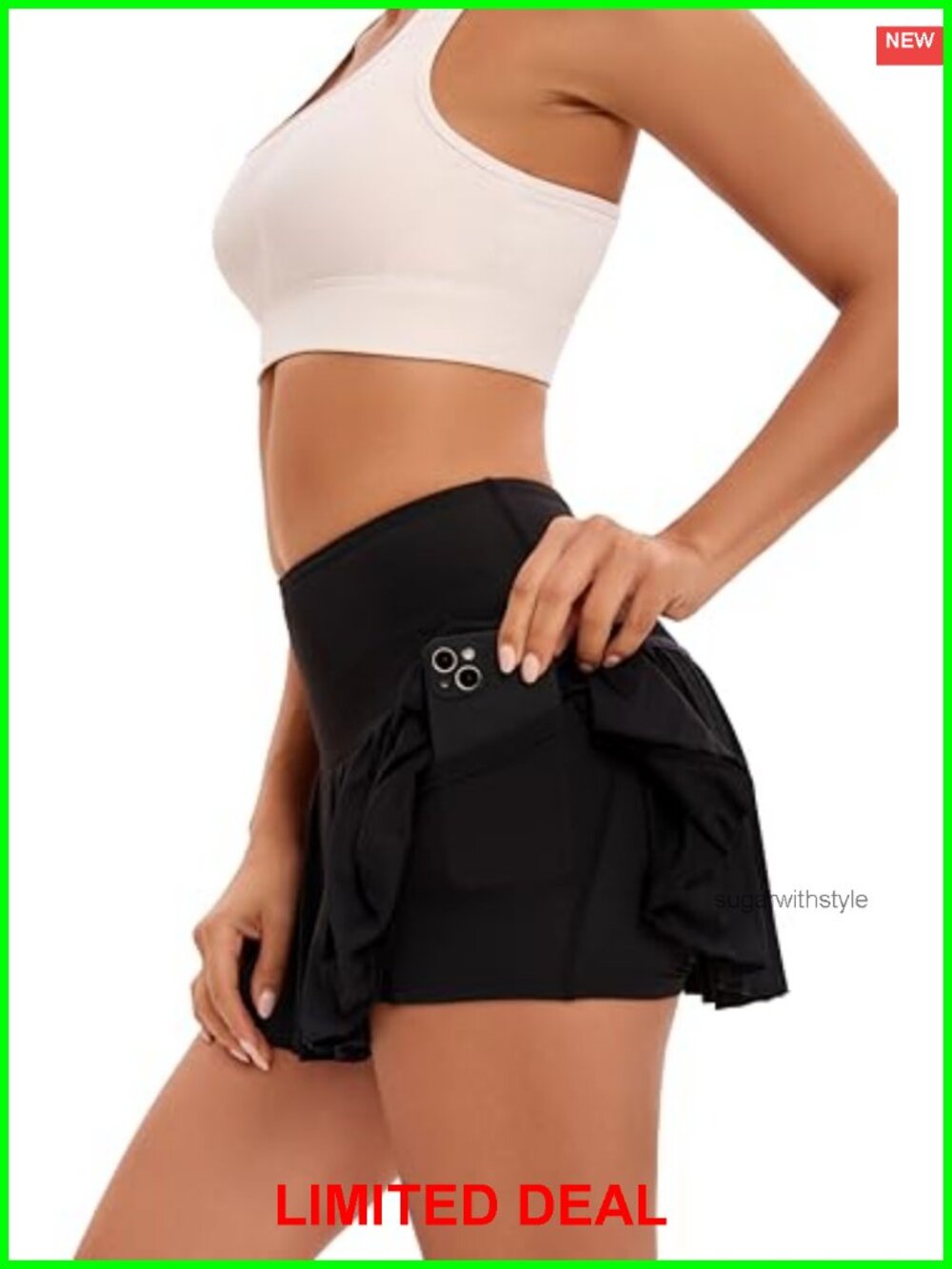 Women's Pleated Tennis Skort with Pockets Built-in Shorts High Waisted - Picture 4 of 6